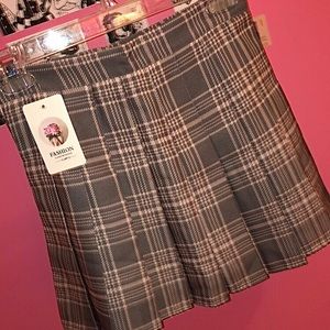 Light Gray Plaid Skirt